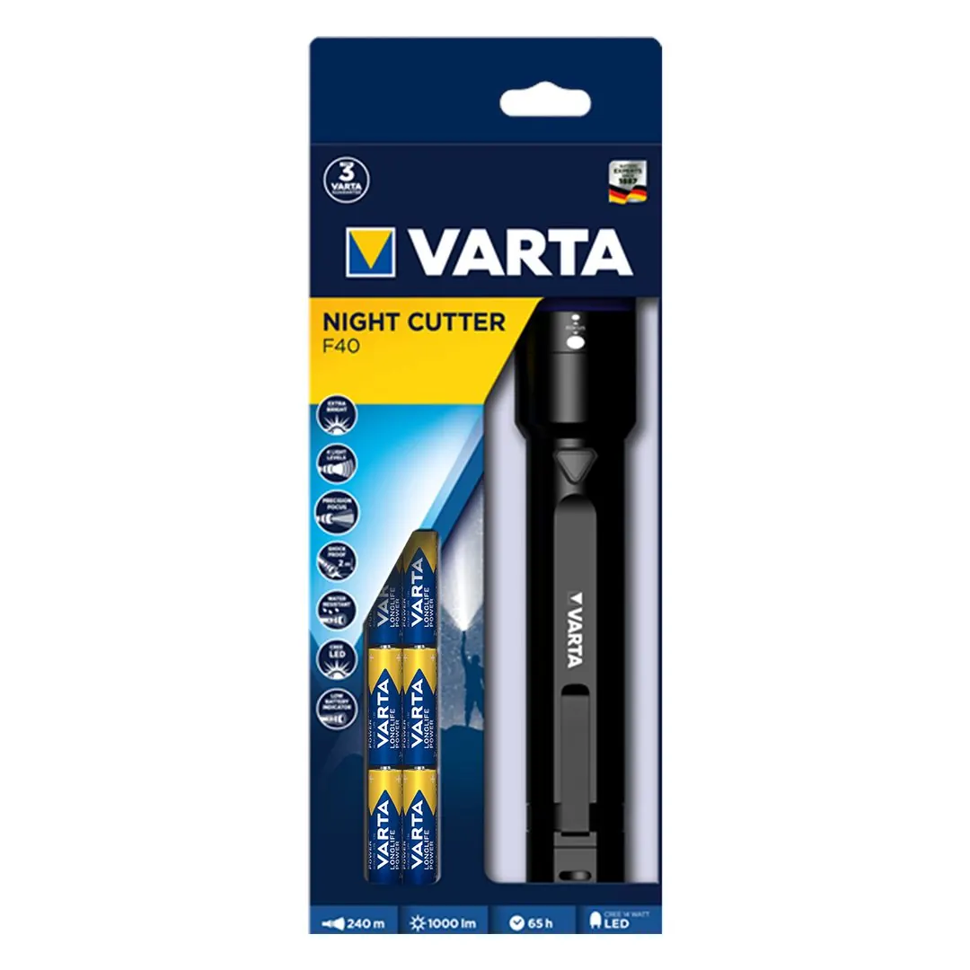 چراغ قوه وارتا مدل NIGHT CUTTER F40 به همراه باطری مجموعه 6 عددی
