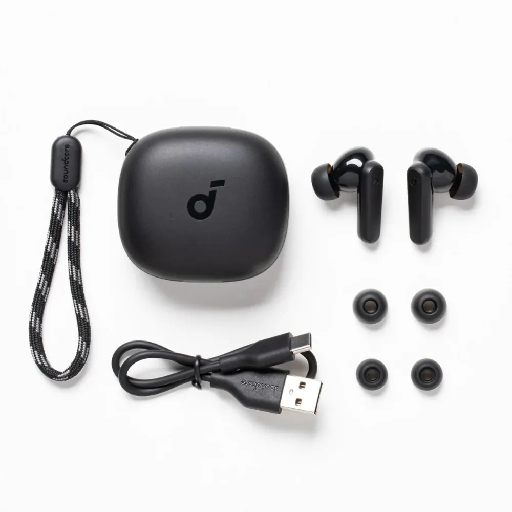 هدفون بلوتوثی انکر مدل SoundCore R50i A3949 بدون قابلیت نویز کنسلینگ، درگاه شارژ USB Type-C، دارای فناوری AI-Enhanced Calls برای کاهش نویز و بهبود مکالمات، مقاوم در برابر رطوبت و عرق