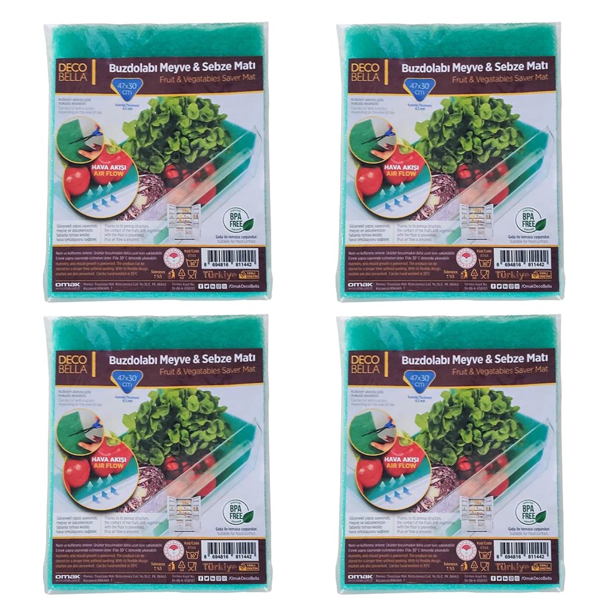 روکش طبقات یخچال دکوبلا مدل yesil مجموعه 4 عددی