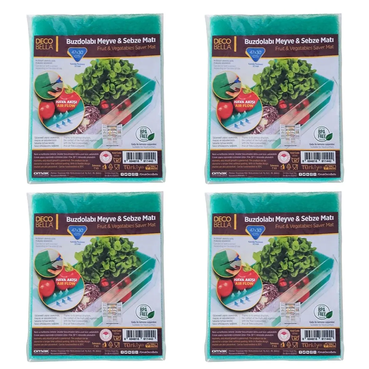 روکش طبقات یخچال دکوبلا مدل yesil مجموعه 4 عددی