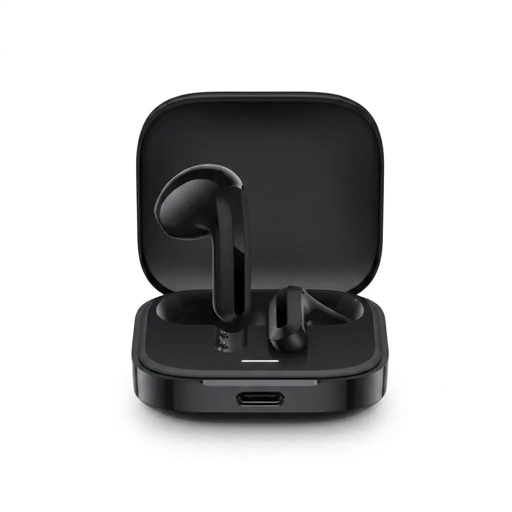 هدفون بلوتوثی شیائومی مدل Redmi Buds 6 Active با نویز کنسلینگ میکروفون (ENC)، درگاه شارژ USB Type-C، دارای دو میکروفون با قابلیت حذف نویز، پشتیبانی از فرمان لمسی، مقاوم در برابر رطوبت و عرق (IPX4)