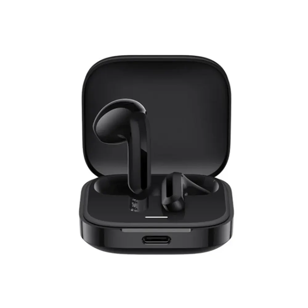 هدفون بلوتوثی شیائومی مدل Redmi Buds 6 Active با نویز کنسلینگ میکروفون (ENC)، درگاه شارژ USB Type-C، دارای دو میکروفون با قابلیت حذف نویز، پشتیبانی از فرمان لمسی، مقاوم در برابر رطوبت و عرق (IPX4)