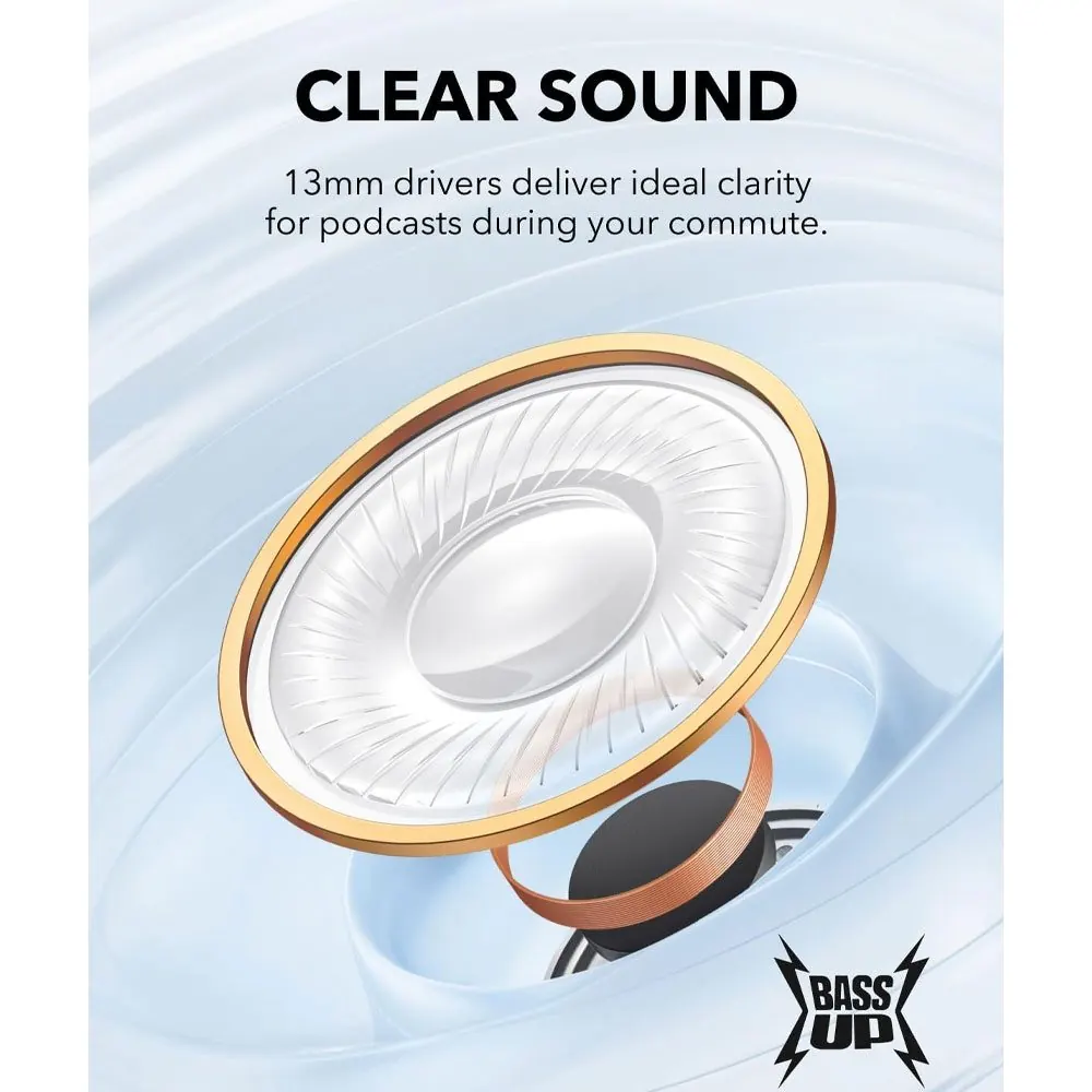 هدفون بلوتوثی انکر مدل Soundcore K20i با نویز کنسلینگ میکروفون (ENC)، درگاه شارژ USB Type-C، دارای کنترل لمسی، مقاوم در برابر پاشش آب با استاندارد