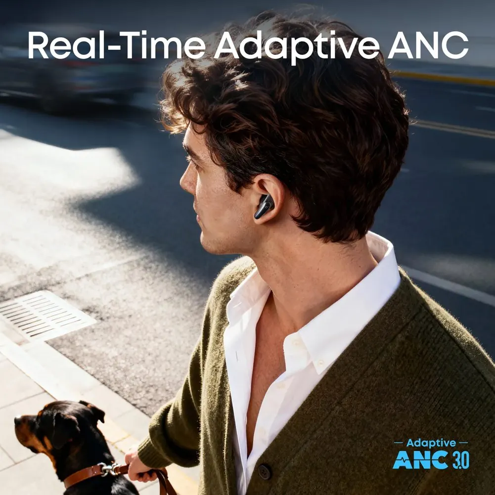 هدفون بلوتوثی توگوشی انکر مدل Soundcore Liberty Buds، مجهز به Adaptive ANC 3.0، پشتیبانی از Hi-Res Audio و کدک LDAC، عمر باتری 7 ساعت و محفظه شارژ 30 ساعته، 4 میکروفون هوش مصنوعی، بلوتوث 6.1 و مقاومت در برابر رطوبت و عرق