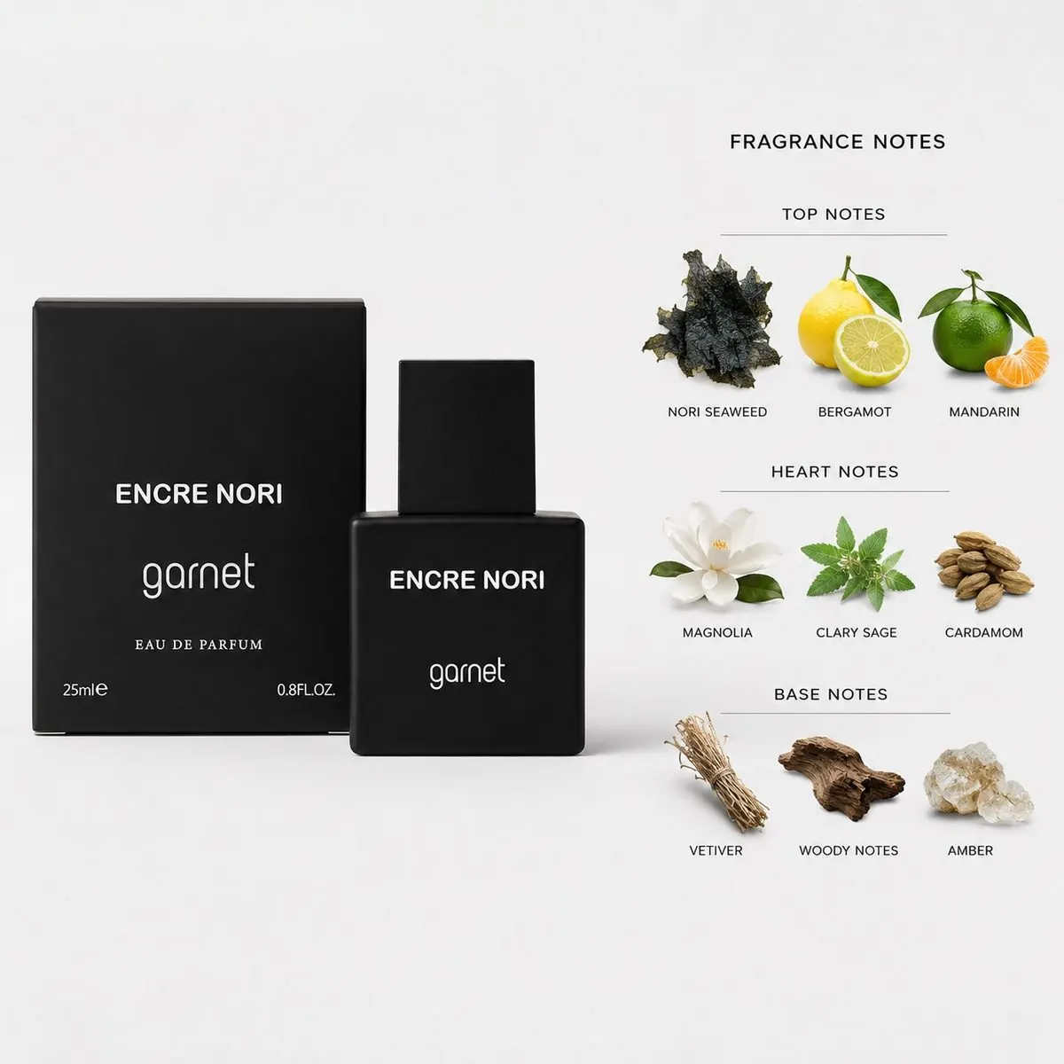 عطر جیبی مردانه گارنت مدل ENCERE NOIR با رایحه معتدل و چوبی دریایی حجم 25 میلیلیتر